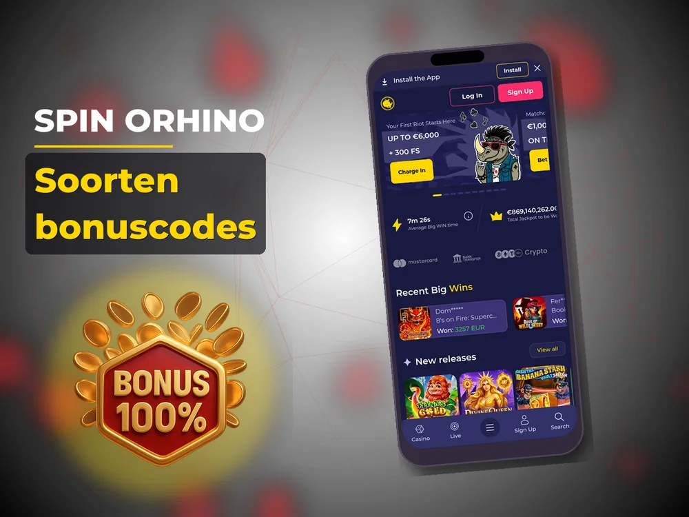 Spin Orhino - Soorten bonuscodes